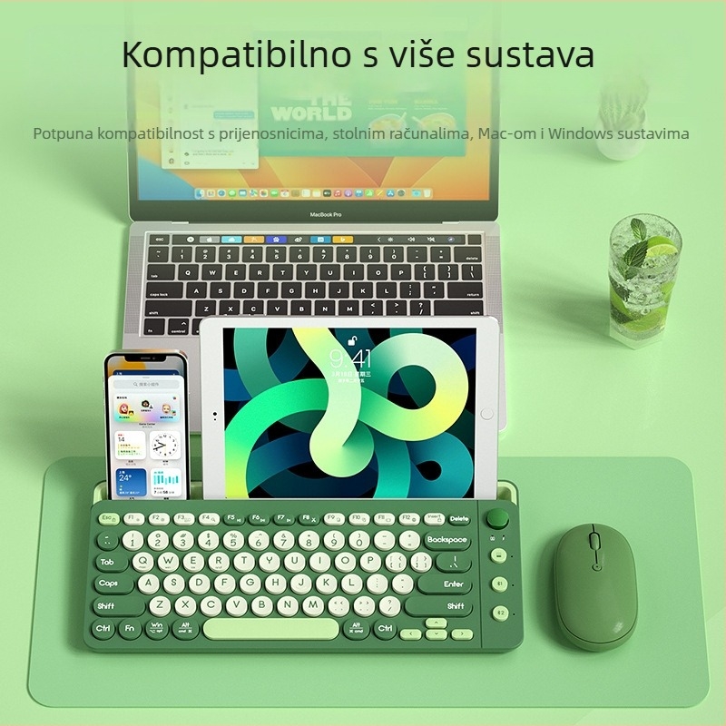 Bežična Bluetooth tipkovnica s dvostrukim režimom, 87 tipki, ABS konstrukcija, Bluetooth + 2,4G, bez pozadinskog osvjetljenja