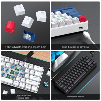 Žično mehanička numerička tipkovnica za Asus Tianxuan 6Pro prijenosno računalo, s bezosi prekidačima, miješanim pozadinskim osvjetljenjem, plastično kućište