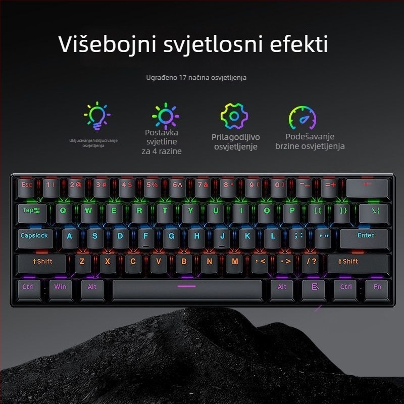 Žično mehanička numerička tipkovnica za Asus Tianxuan 6Pro prijenosno računalo, s bezosi prekidačima, miješanim pozadinskim osvjetljenjem, plastično kućište