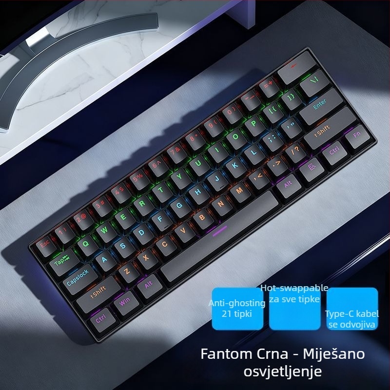 Žično mehanička numerička tipkovnica za Asus Tianxuan 6Pro prijenosno računalo, s bezosi prekidačima, miješanim pozadinskim osvjetljenjem, plastično kućište