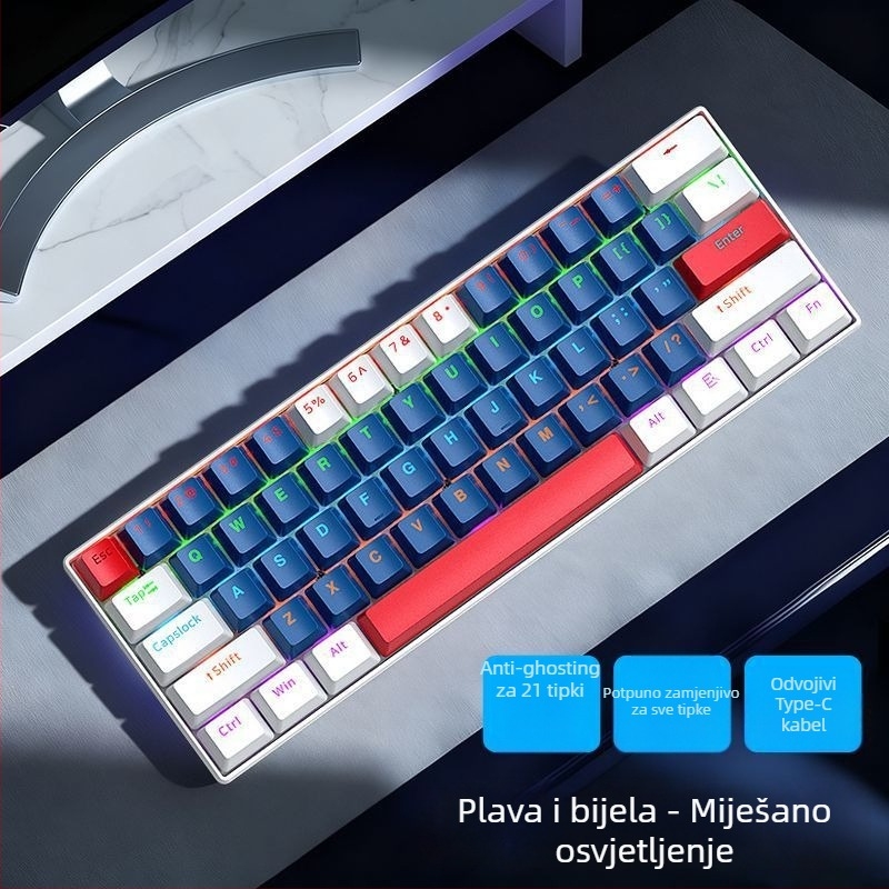 Žično mehanička numerička tipkovnica za Asus Tianxuan 6Pro prijenosno računalo, s bezosi prekidačima, miješanim pozadinskim osvjetljenjem, plastično kućište