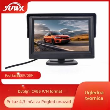 Zaslon za vožnju unatrag YWX-430A s TFT LCD-om, rezolucija 480x272, CVBS ulaz