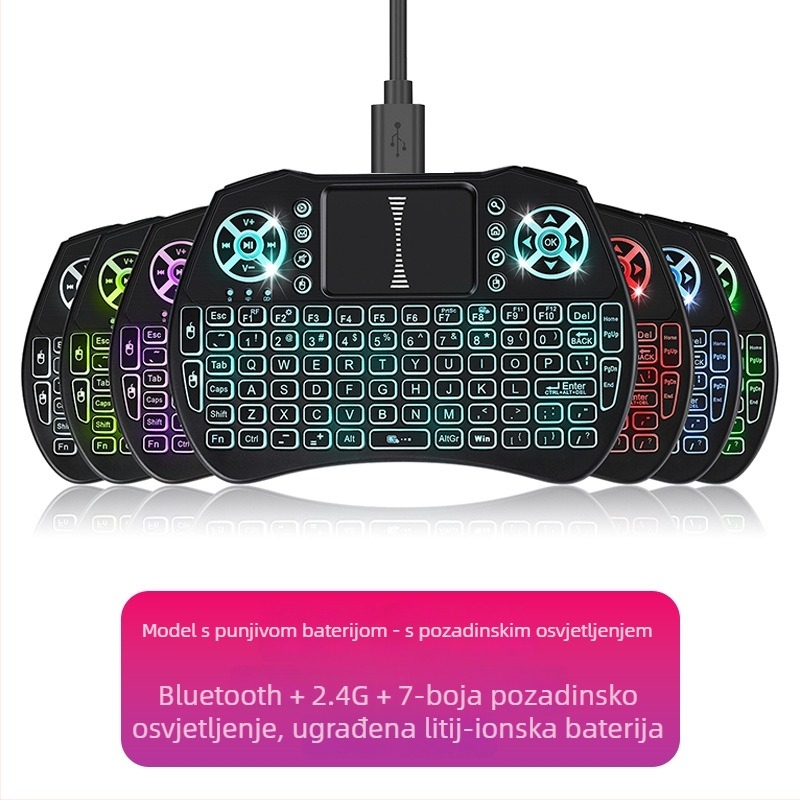 Bluetooth tipkovnica s RGB pozadinskim osvjetljenjem, bežična, 88–98 tipki, povezuje se s dva uređaja, ABS kućište