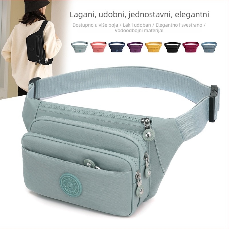 Ženska nylon crossbody torba – gradski stil, zatvarač, unutarnji džep za telefon, džep za identifikaciju, poliester podstava, jesen 2024