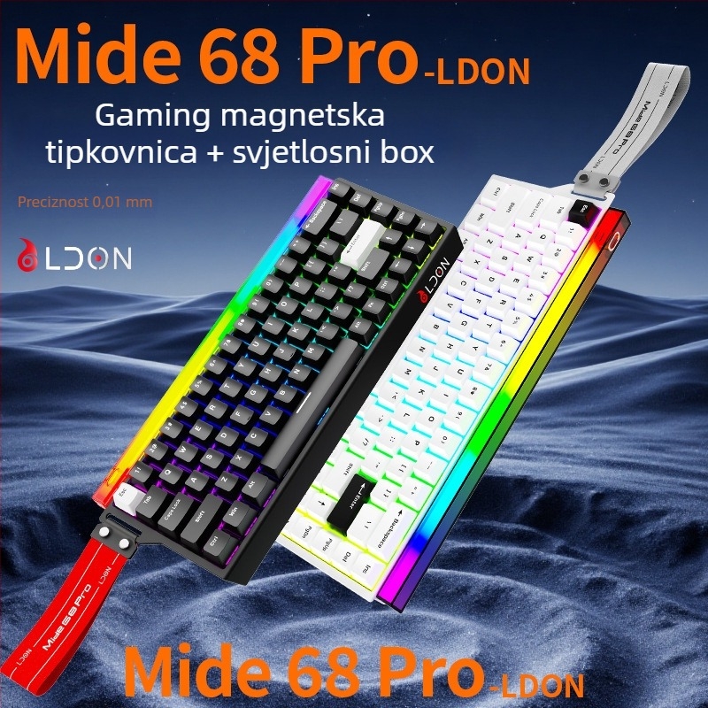 LDON68PRO Mehanička tipkovnica s magnetnim osovinama, 87 tipki, žično, RGB podsvjetljenje