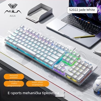 S2022 Žičana gaming mehanička tipkovnica sa zelenim prekidačima, USB, više od 98 tipki, kabel duljine 1,6 m, RGB rasvjeta