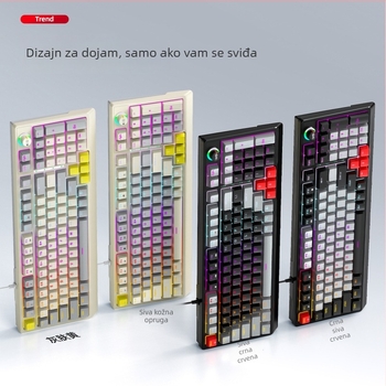 Mehanička gaming tipkovnica s USB kabelom, RGB pozadinskim osvjetljenjem, kotačićem za upravljanje i podrškom za zglob, univerzalna kompatibilnost