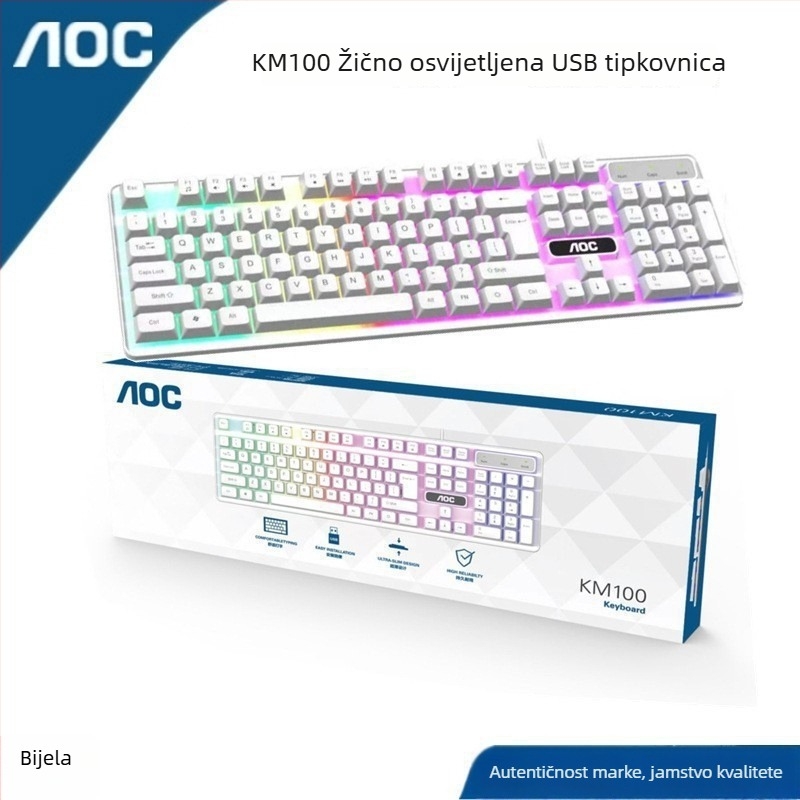 KM100 žični USB set tipkovnice i miša s visećim tipkama, 1600 DPI, duljina kabla 1,5 m