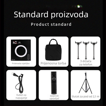 LED kružno svjetlo za uživo streaming, HQ-18N, 55W, 110-220V, sklopivo