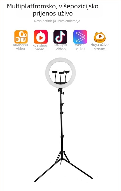 LED kružno svjetlo za uživo streaming, HQ-18N, 55W, 110-220V, sklopivo