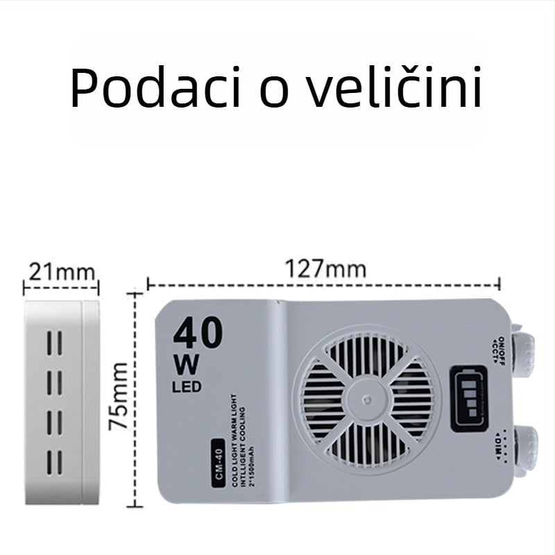 Pocket RGB LED rasvjetno svjetlo — ručno, ugrađena baterija, 25W/40W, 7.4V, za fotografiju, kratke videozapise i snimanje na otvorenom