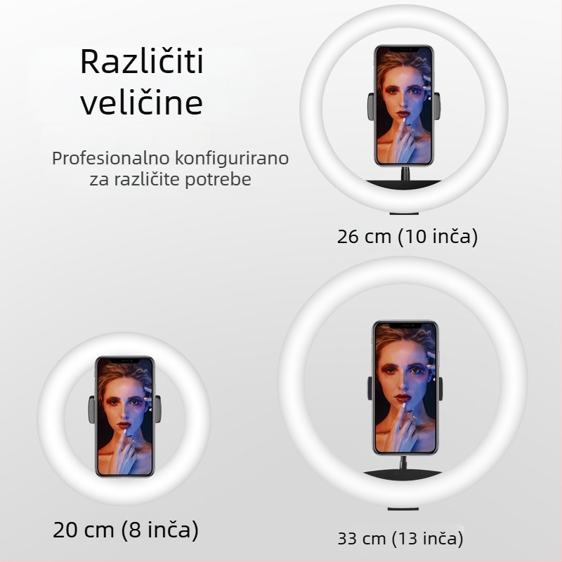 MJ26RGB LED kružno svjetlo za fotografiju, neprekidna regulacija jačine svjetla, veličine 10 inch, 8 inch i 18 inch, za unutarnje snimanje videa.