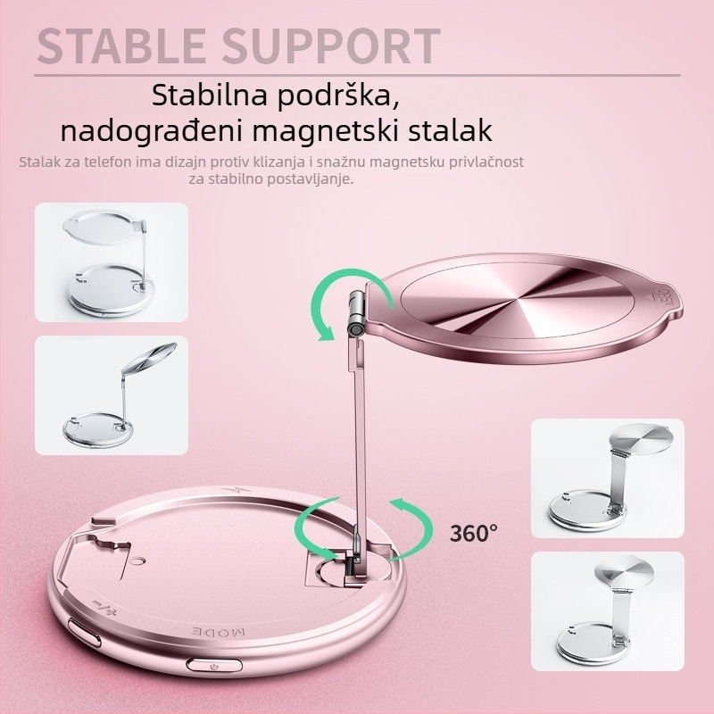 Sklopivi magnetski držač svjetla za selfie, 5V, ispod 10W, podesiva temperatura boje 2500–9900K, za selfie, kratke video zapise i prijenos uživo