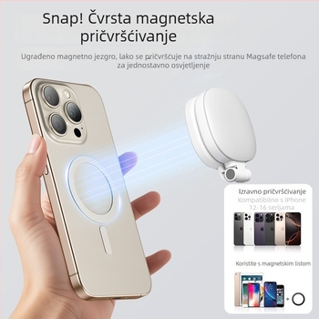MagSafe magnetsko dopunsko svjetlo za mobitel – prijenosno selfie svjetlo za uživo prijenos, uživa fotografija, ručna upotreba, 2W, 5V/1A, 2500–9900K