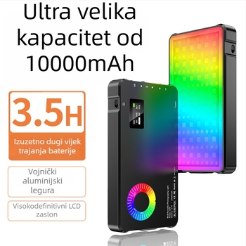 RGB rasvjeta za kameru s hot shoe nosačem 1/4 standard, dvostruki vijak, regulirana boja temperature 2500-9900K, 5V, <10W, stolna upotreba