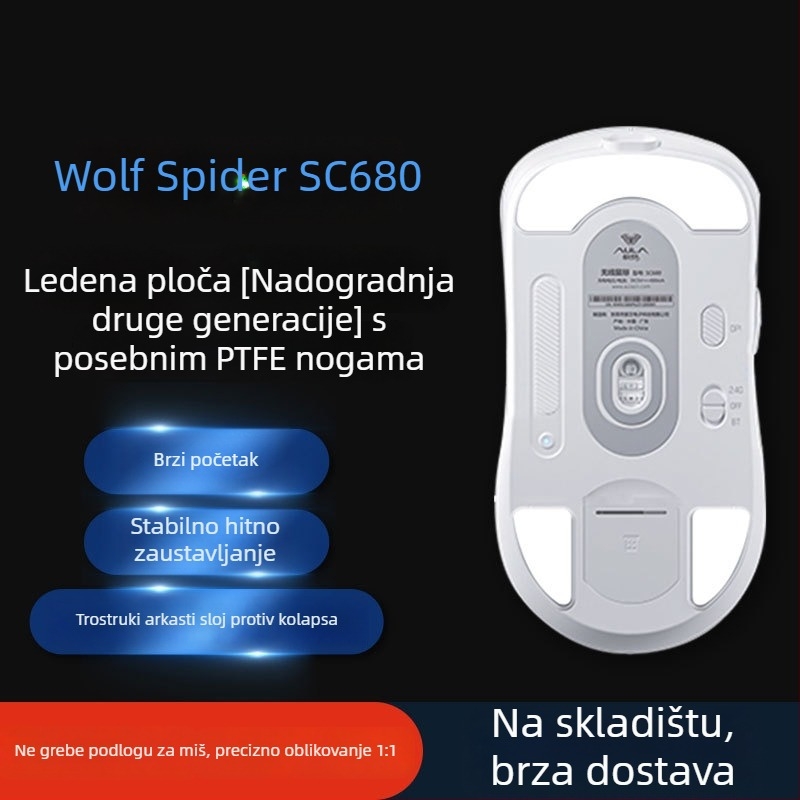 Podloške za miša Wolf Spider sc680/sc580 — otporne na habanje, glatke, točno poravnanje slotova — bez tragova ljepila — uzorak po mjeri