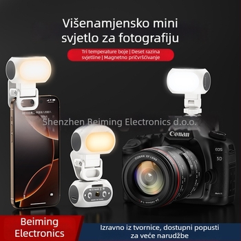 Magnetsko svjetlo za mobitel i stabilizator kamere – prenosno osvjetljenje za selfie s prilagodljivom temperaturom boje 2500K–9900K, snaga ispod 10W, baterija 800mAh, 5V/1A