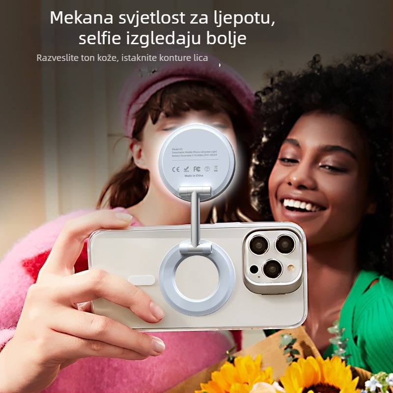 Sklopiva svjetlosna dopuna za mobilni telefon — ručna upotreba, 3 boje temperature svjetla, <10W, 5V/1A, model K3