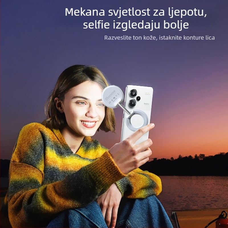Sklopiva svjetlosna dopuna za mobilni telefon — ručna upotreba, 3 boje temperature svjetla, <10W, 5V/1A, model K3