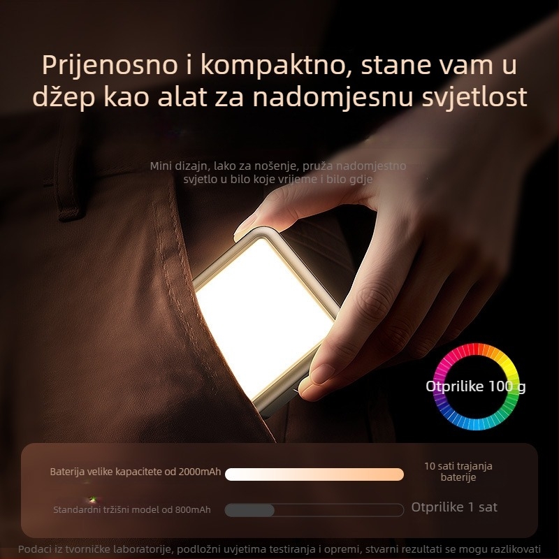 LED svjetlo za dopunjavanje za livestream i fotografiju – kompaktno klips-om/stolna lampa, model BM-BD33, 5W, 3.7V, trajanje baterije do 2 h pri maksimalnoj jačini i do 10 h pri minimalnoj