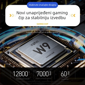 Žičana mehanička gaming miša W9 s makro-programiranjem, 7 tipki, USB, optički senzor