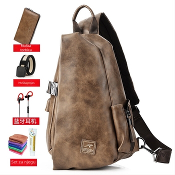 Muška torba za prsa, višenamjenska, crossbody stil, s PU podlogom, pogodna za poslovna putovanja