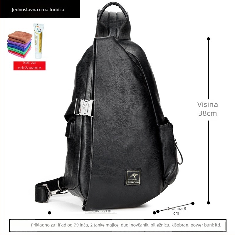 Muška torba za prsa, višenamjenska, crossbody stil, s PU podlogom, pogodna za poslovna putovanja
