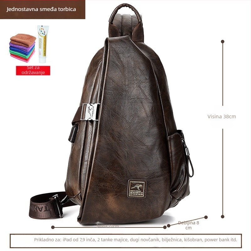 Muška torba za prsa, višenamjenska, crossbody stil, s PU podlogom, pogodna za poslovna putovanja