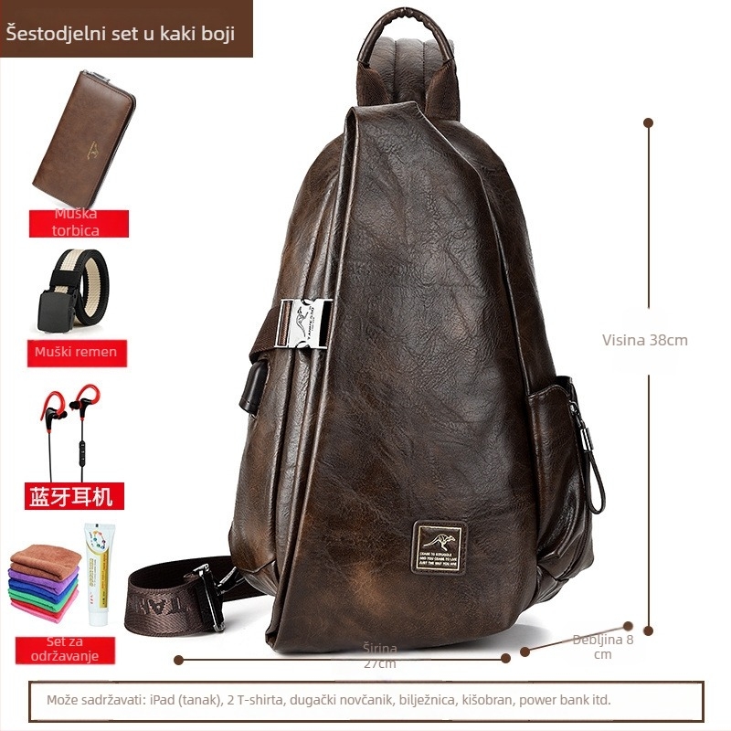 Muška torba za prsa, višenamjenska, crossbody stil, s PU podlogom, pogodna za poslovna putovanja