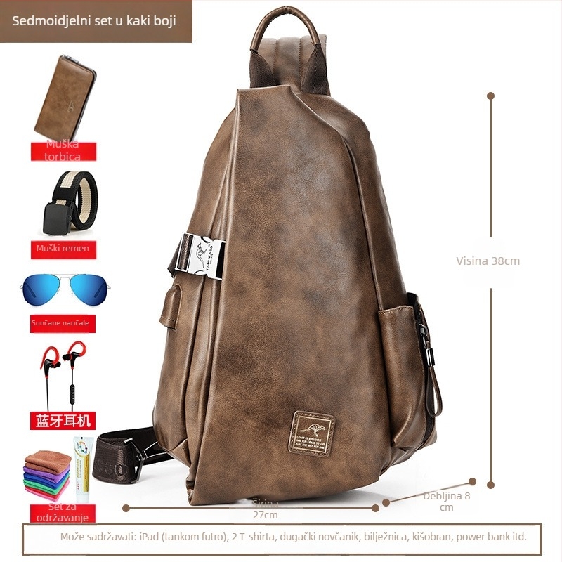 Muška torba za prsa, višenamjenska, crossbody stil, s PU podlogom, pogodna za poslovna putovanja