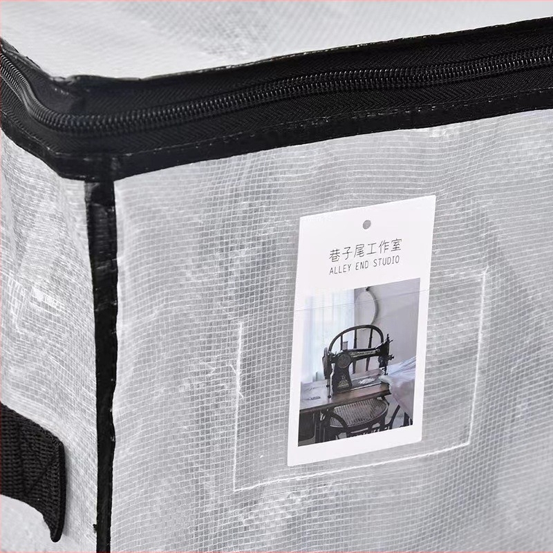 Prozirna ručno tkanа torba za preseljenje i skladištenje odjeće i kućanskih stvari, vodootporan zatvarač, laminirani završetak, velika zapremina, nosivost 10–50 kg