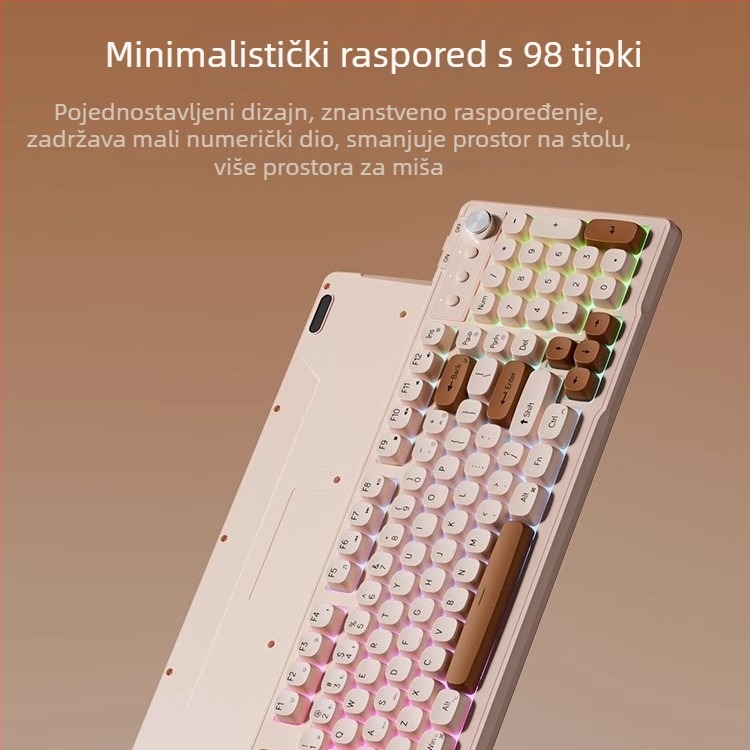 Dream Tribe Z98 bežični set tipkovnice i miša – tihi mehanički doživljaj, USB tipkovnica i USB miš, težina 650 g