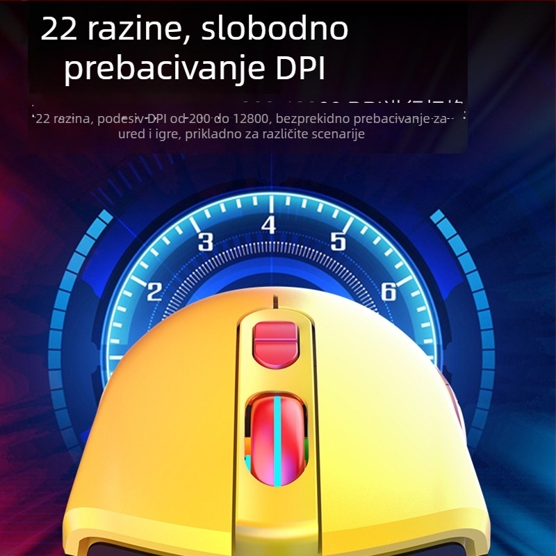 Žičani gaming miš s makro-programiranjem i kontrolom otklona (12800 DPI, 7 tipki, USB, kabel 1,6 m)