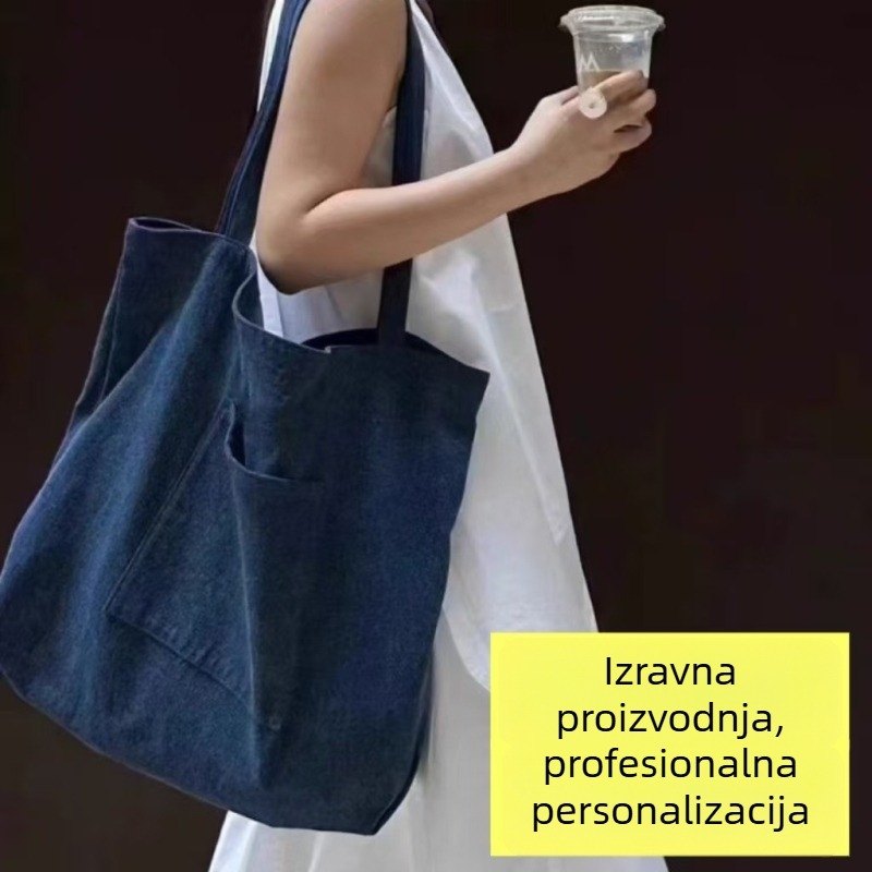 Torba za rame od platna i denima s prilagođenim logom - OEM crossbody torba, strojno printanje, prilagodba po zahtjevu