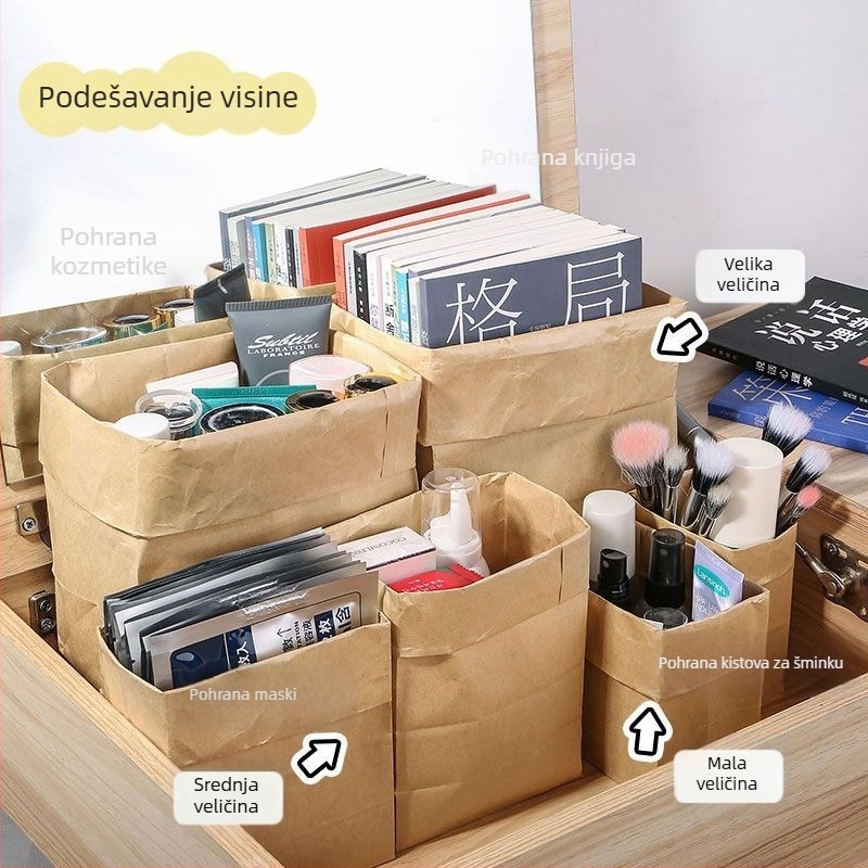 Kockasta vrećica od debelog Kraft papira za pohranu hrane, otporna na ulja i vodu
