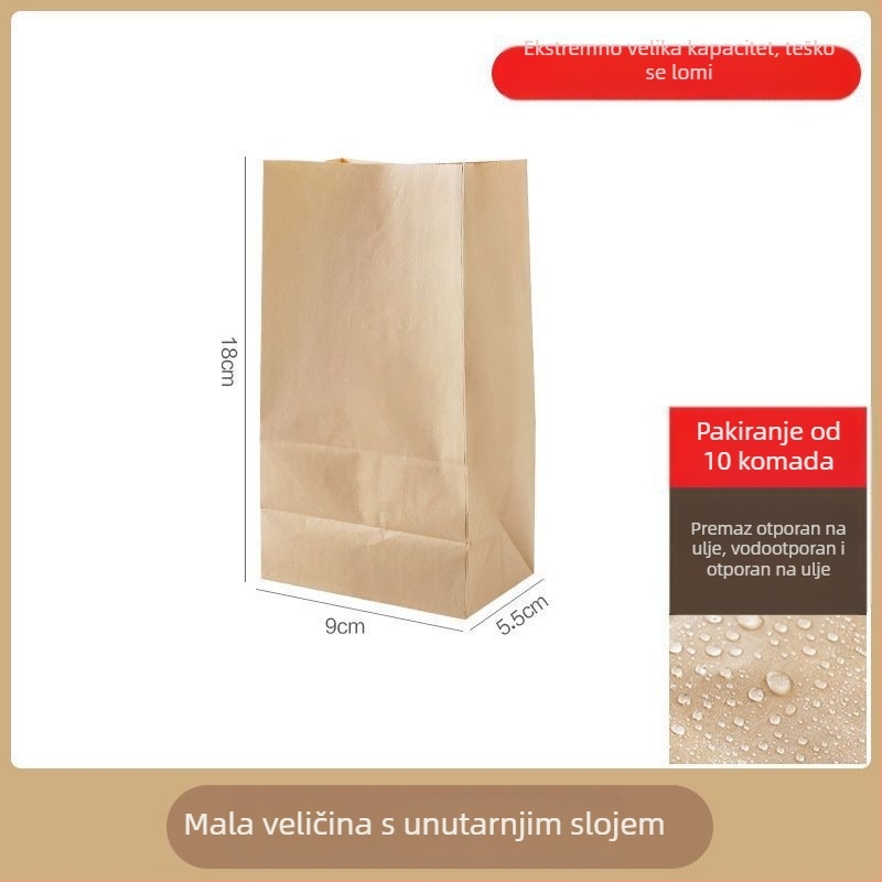 Kockasta vrećica od debelog Kraft papira za pohranu hrane, otporna na ulja i vodu
