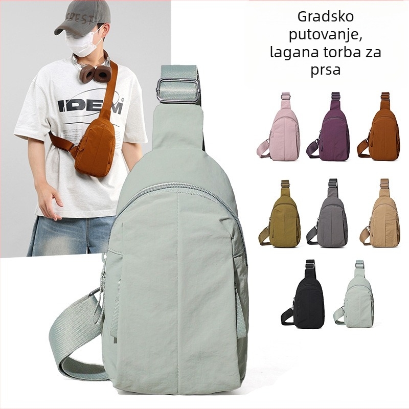 Torba preko tijela za žene i muškarce, lagana, gradski stil, najlon, podstava poliester, zatvaranje zipom, ID džep, unutarnja dodatna pretinac (Materijal: Najlon; Podstava: Poliester; Zatvaranje: Zip; ID džep; Unutarnja dodatna pretinac)