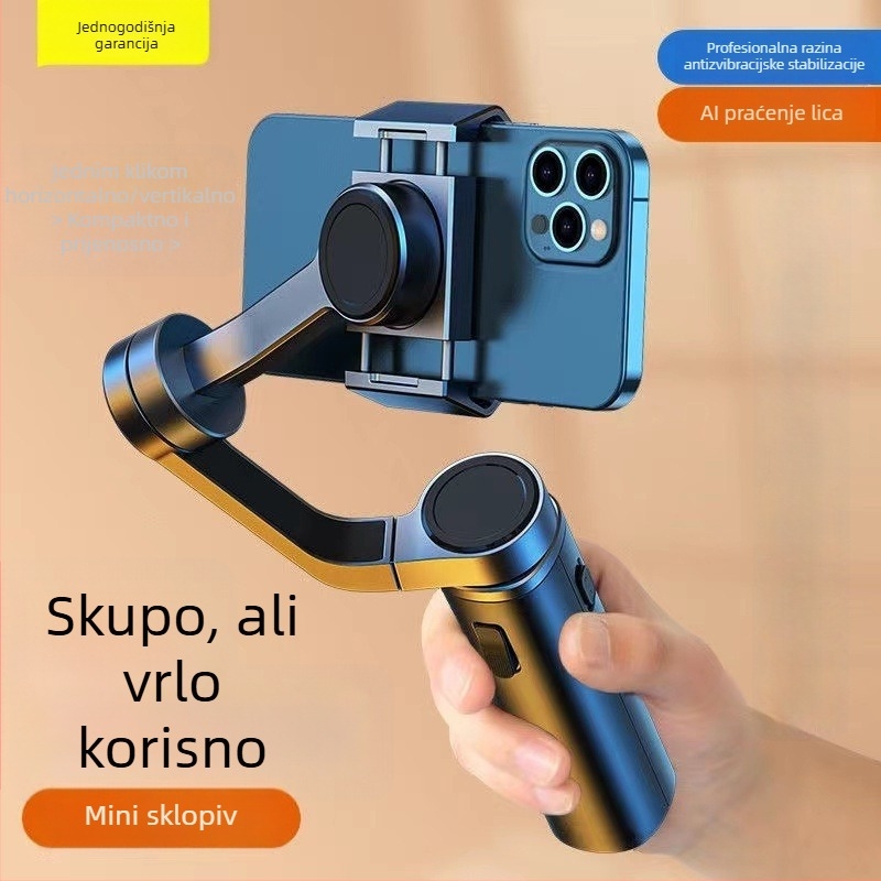 Troosni stabilizator za pametni telefon — ručni PTZ gimbal s 360° panoramom/zakretom, Bluetooth, kompatibilan s mobitelom, ABS plast