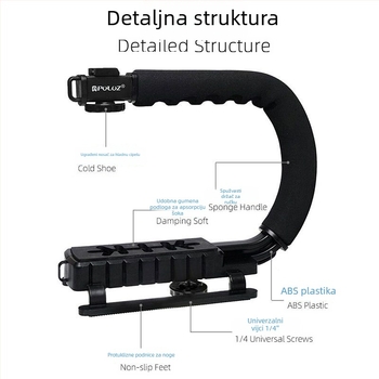 Yancai ručni stabilizator kamere s U-oblikom balansne potpore i L nosačem za DSLR fotografiju, C-tip anti-šok