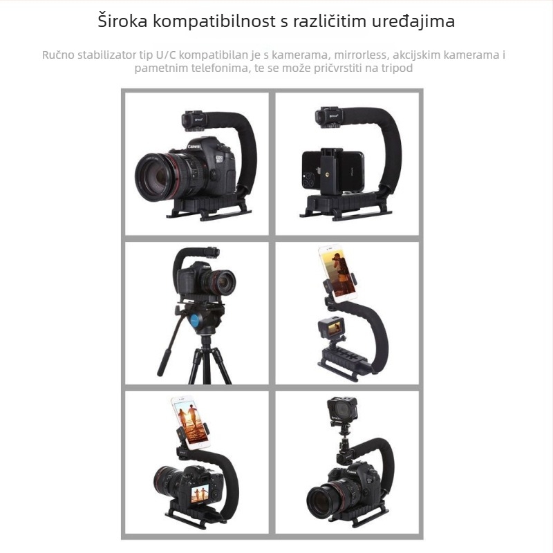 Yancai ručni stabilizator kamere s U-oblikom balansne potpore i L nosačem za DSLR fotografiju, C-tip anti-šok