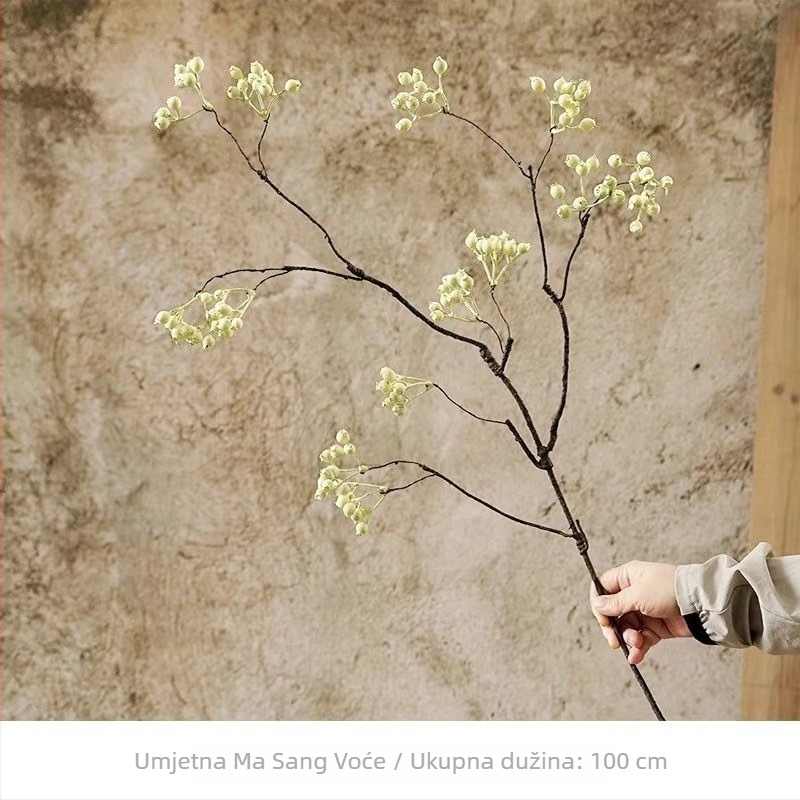 Svileni umjetni cvijet, jednostruka grančica, Wabi-Sabi suhi izgled, kućna dekoracija.