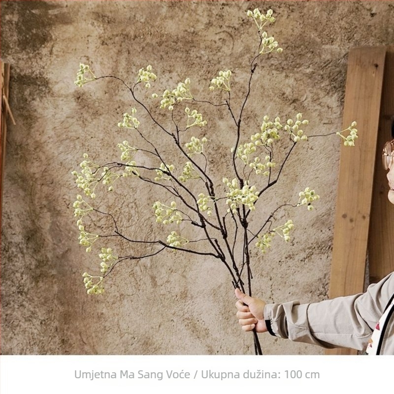 Svileni umjetni cvijet, jednostruka grančica, Wabi-Sabi suhi izgled, kućna dekoracija.