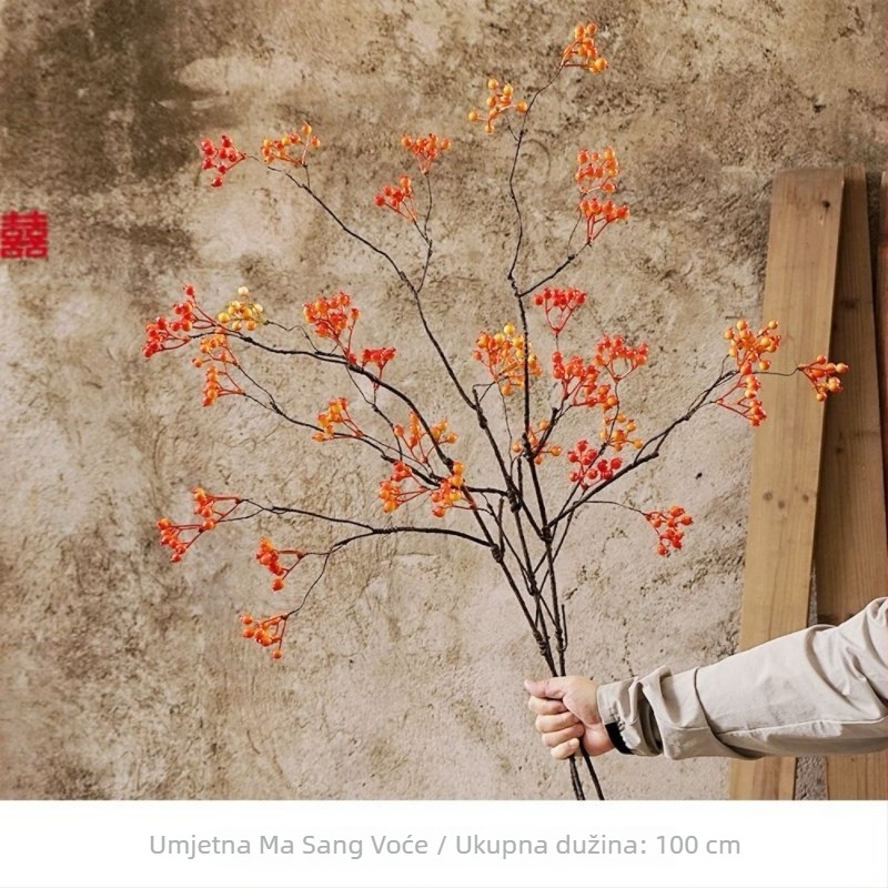 Svileni umjetni cvijet, jednostruka grančica, Wabi-Sabi suhi izgled, kućna dekoracija.