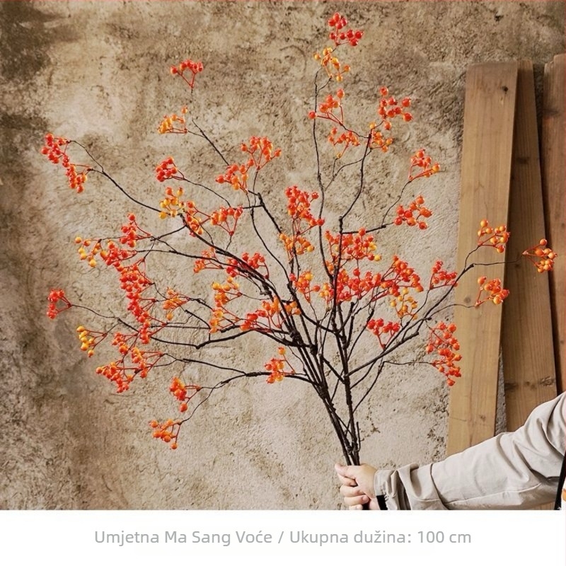 Svileni umjetni cvijet, jednostruka grančica, Wabi-Sabi suhi izgled, kućna dekoracija.