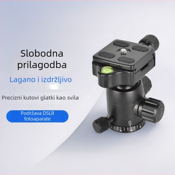 Aluminijska kuglasta glava za stativ od legure s 360° panoramskim pomakom i 90° nagibom, težina 400 g, navoja za montažu