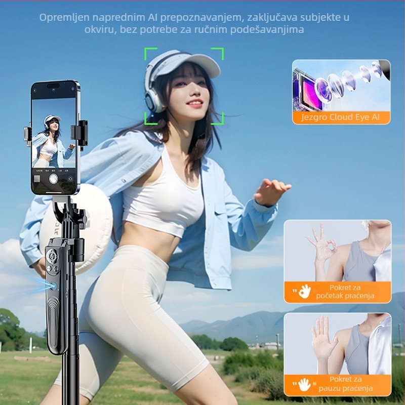 B181 selfie štapić s praćenjem lica, automatsko praćenje, stabilizacija protiv podrhtavanja, rasvjeta i Bluetooth daljinski