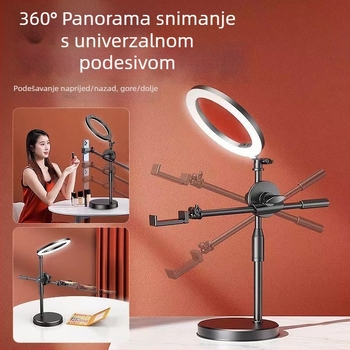 Držač za telefon s gornjim svjetlom za stolno livestreamanje – nehrđajući čelik, držač za air bag, IP stil