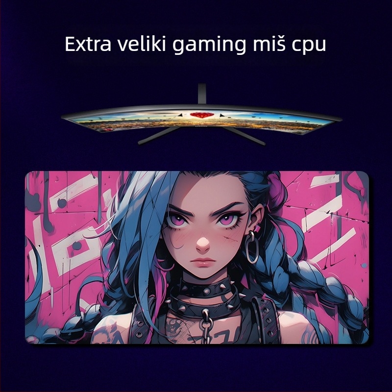 Velika podloga za miš za esports – Jinx dizajn, guma, protuklizna, ispis, model Mp-0532