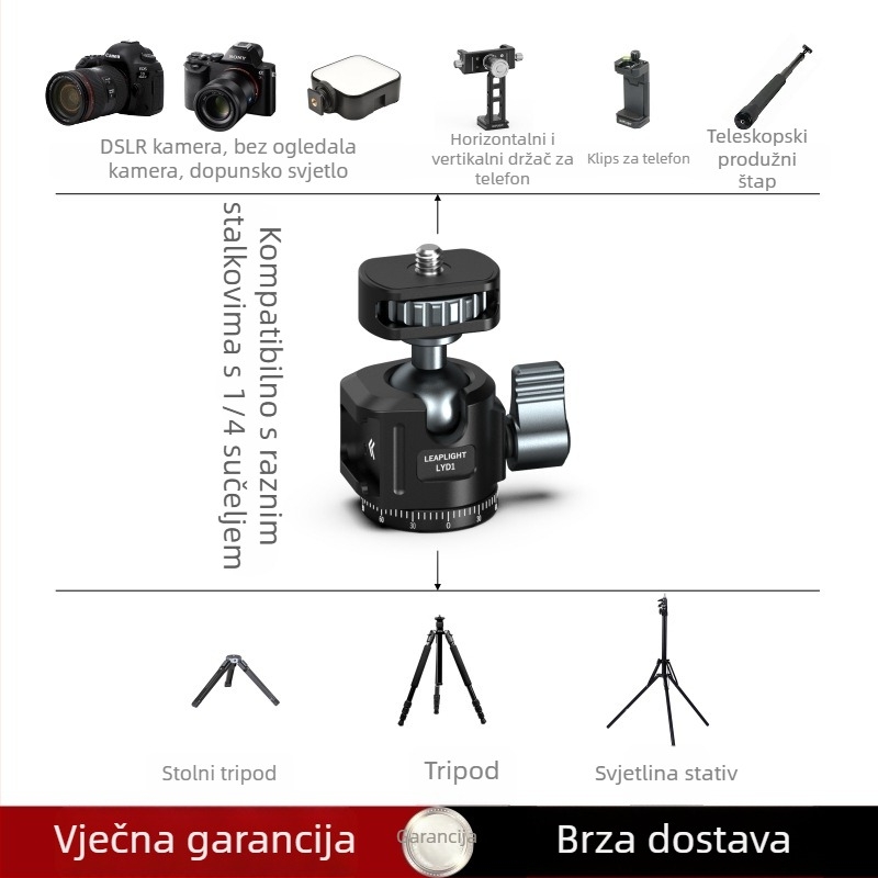 Metalni univerzalni rotirajući stativ za mobitel — aluminijski spoj, univerzalni stil, opći model, tip: Drugi, bez prilagodbe