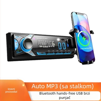 Automobilski MP3 player s Bluetoothom i FM radiom, USB/SD kartom, zaslon s 260000 bojama, 12V DC, ISO sučelje